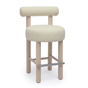 TOV Furniture Carmel Boucle and Solid Wood Counter Stool in Cream - 1 of 4