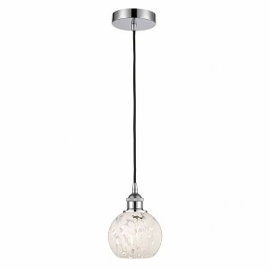 White Mouchette - 1 Light Cord Hung Mini Pendant In Modern Style-8 Inches Tall and 6 Inches Wide - 1 of 1