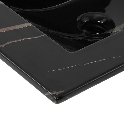 24" Black Marble Effect Ceramic Single Sink Vanity Top