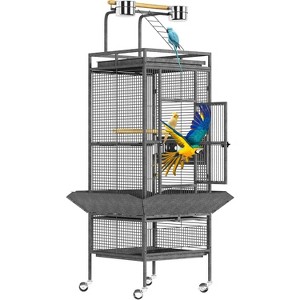 61-Inch Wrought Iron Playtop Bird Cage with Rolling Stand, Large Indoor Parrot Cage for Parakeets, Cockatiels, Conures, Lovebirds, Finches & Canaries - 1 of 4