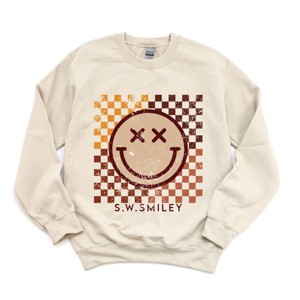 Simply Sage Market S.W.Smiley Fall Checkered Smiley Sweatshirt - 1 of 4
