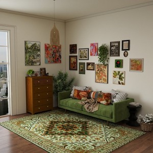 5x7 Washable Traditional Area Rug, Thin Distressed Non-Slip Carpet for Living Room Bedroom Kitchen Dining Room Home Decor - 1 of 4