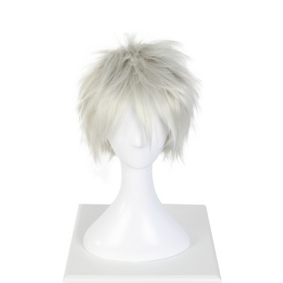 Unique Bargains Women's Curly Wigs 12" Light Grey  with Wig Cap