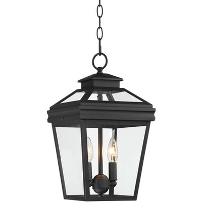 John Timberland Traditional Outdoor Ceiling Light Hanging Black Lantern 16 1/2" Clear Glass for Exterior House Porch Patio Deck