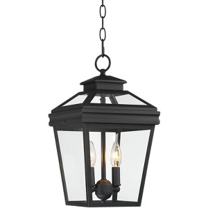 John Timberland Stratton Street Rustic Outdoor Hanging Light Textured Black Lantern 16 1/2" Clear Glass for Post Exterior Barn Deck House Porch Yard - 1 of 4