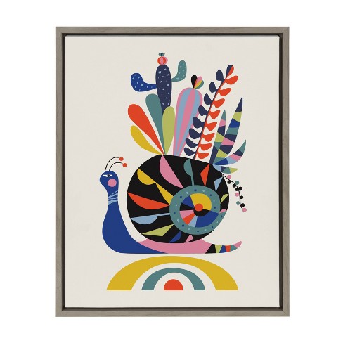 18" x 24" Sylvie Snail Framed Canvas Wall Art by Rachel Lee - Kate and Laurel - image 1 of 4