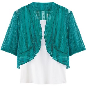 Collections Etc Lightweight Pointelle Cascade Knit Shrug - 1 of 4