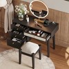 GlasFlength Wooden Makeup Vanity Tables Set with Charging Plug and USB, Drawers and storage space, Black, 39"*15.6"*29.6" - image 4 of 4