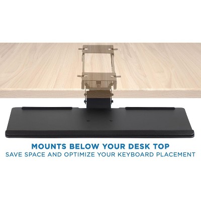 Black Adjustable Under Desk Keyboard and Mouse Tray with Gel Wrist Pad