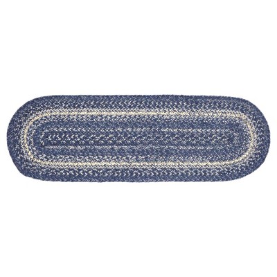 Great Falls Blue Jute Stair Tread Oval Latex 8.5x27 VHC Brands