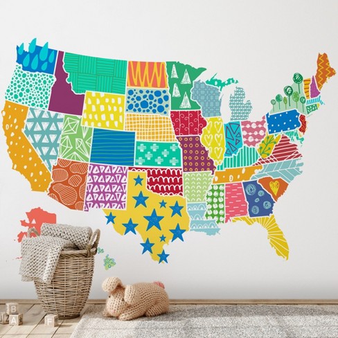 Pixel US Map Wall Art, Canvas Prints, Framed Prints, Wall Peels