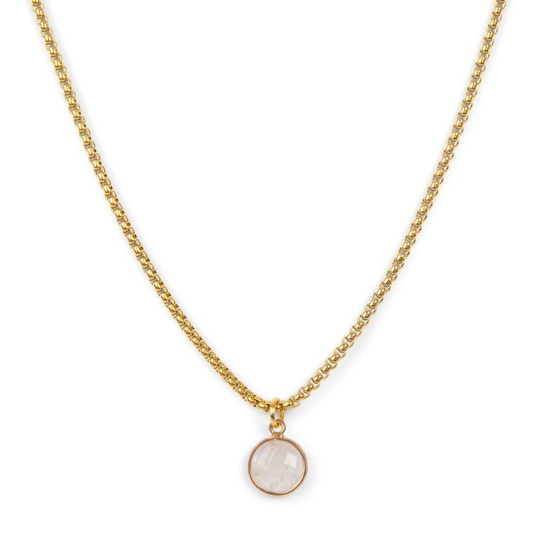 Gold Plated White Quartz Stone Pendant Necklace | ETHICGOODS, 1 of 6
