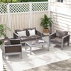 Tangkula Outdoor Rectangle Coffee Table Aluminum Side Table w/ Tempered Glass Tabletop - 3 of 4