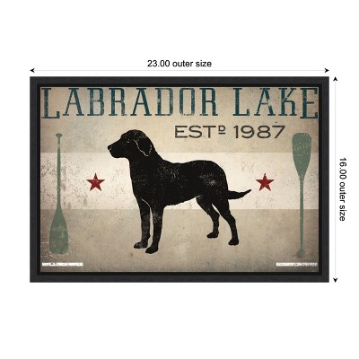 Labrador Lake Vintage Black Framed Canvas Art Print