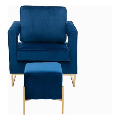 Carolina Living Larenta Upholstered Chair and Footrest - Navy Blue