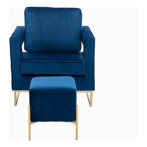 Carolina Living Larenta Upholstered Chair and Footrest - Navy Blue - 1 of 2