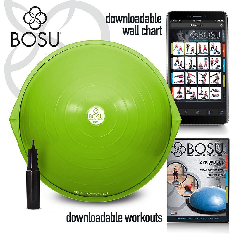 Bosu 72-10850 Home Gym Equipment The Original Balance Trainer 26 in Diameter, Lime Green and Gray, 2 of 7