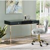 Vynxaria Black High Gloss Gold Desk Luxury Finish Writing Table Functional for Home Office Vanity Setups - 3 of 4