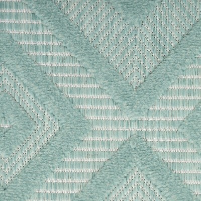 Aqua Teal Diamond 5' x 7' Easy-Care Synthetic Outdoor Rug