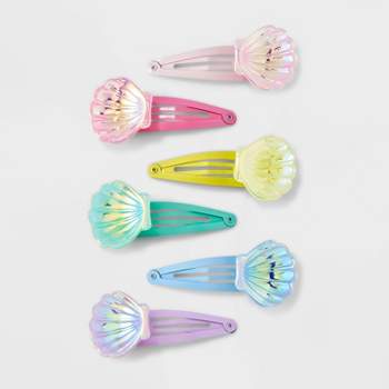 Girls' 6pk Snap Clips Iridescent Seashells - Cat & Jack™