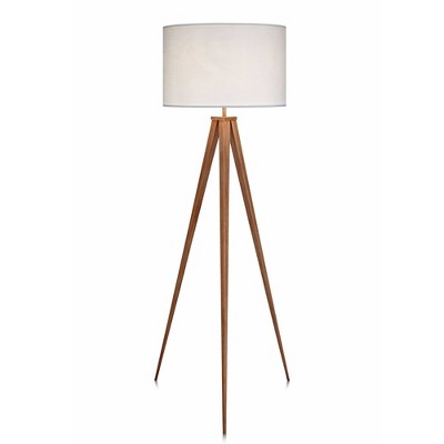 Teamson Home 61.81 Postmodern Tripod Floor Lamp with Drum Shade  Natural/White