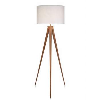 Teamson Home 61.81" Postmodern Tripod Floor Lamp with Drum Shade Natural/White