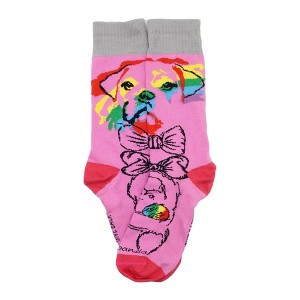 Pink Reflective Rainbow Dog Socks from the Sock Panda (Women's Sizes Adult Medium) - 1 of 4