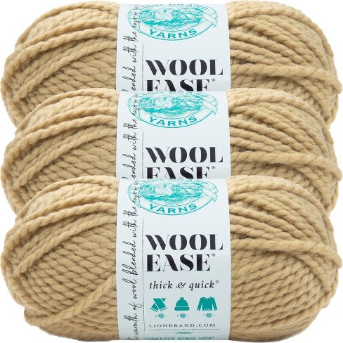 3 Pack) Lion Brand Wool-ease Thick & Quick Yarn - Peanut : Target