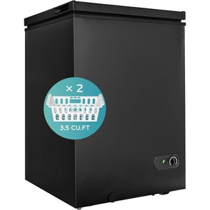 Simzlife Chest Freezer with Removable Basket,Mini Freezer Countertop, Black - 1 of 4