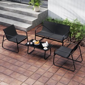 Costway 4 PCS Patio Furniture Set Fabric Lawn Chairs and Loveseat with  Coffee Table - 1 of 4