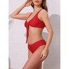 INSPIRE CHIC Women's Lace Up Decoration Push Up Bikini Sets, Wide Strap Top Triangle Bottom Swimwear Bathing Suits 1 Set - 2 of 4