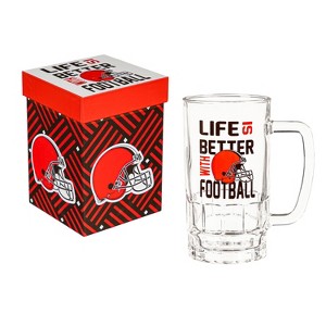 Glass Tankard Cup, with Gift Box, Cleveland Browns - 1 of 3
