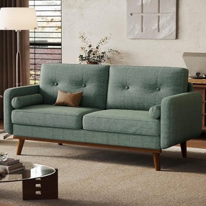 Mid Century Modern Couch, 65" Loveseat Sofa, Comfy Love Seat Couches for Living Room, Deep Seat Couch Linen Upholstered Sofas for Bedroom Office - 1 of 4