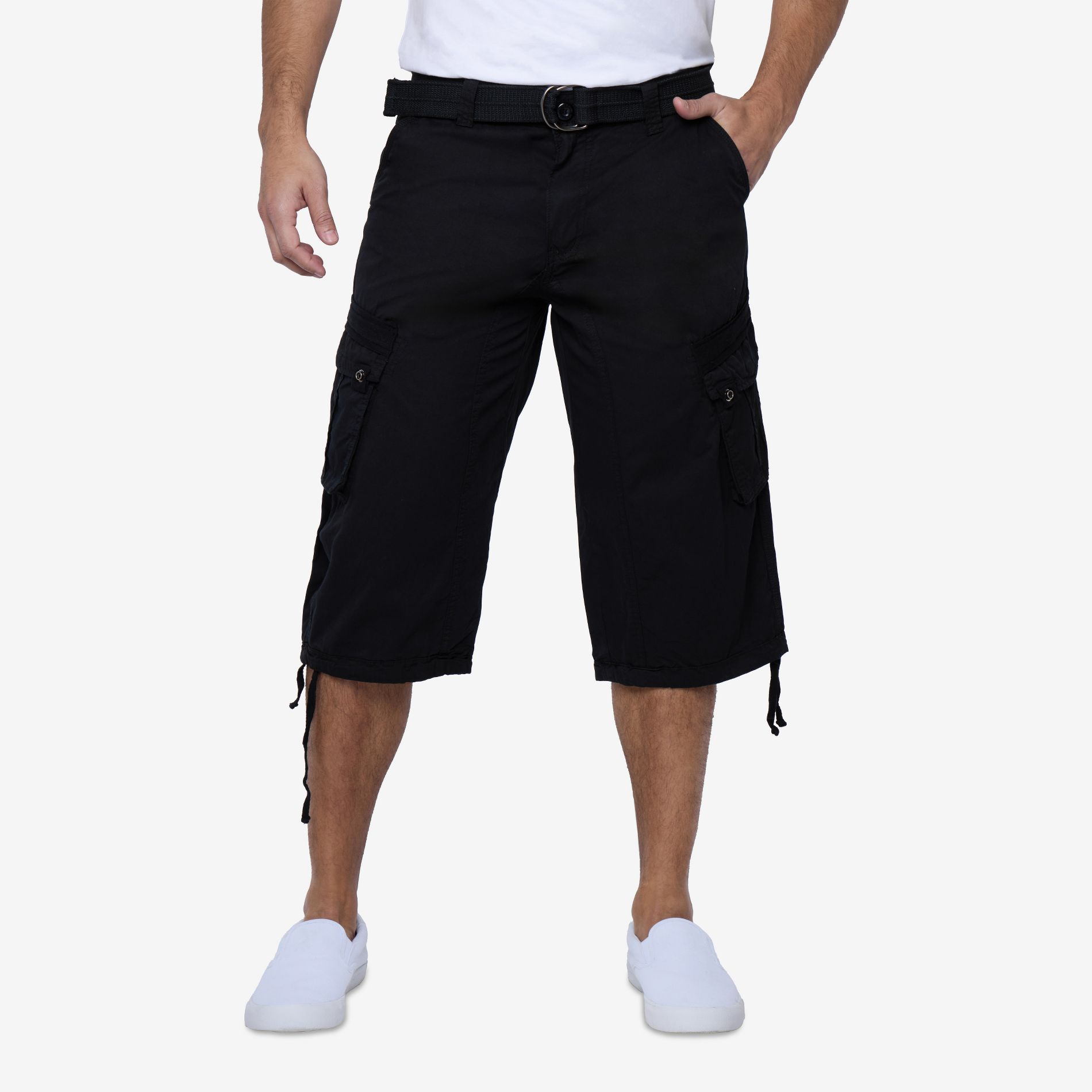 X RAY Men's Belted 18" Inseam Below Knee Long Cargo Shorts(plus size shorts in available)