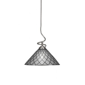 Toltec Lighting Capri 1 - Light Pendant in  Brushed Nickel with 16" Diamond Ice Art Glass Shade - 1 of 2