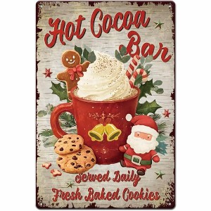 Lomsoe Hot Cocoa Bar Metal Tin Sign Retro Christmas Cookies Metal Poster Wall Art Plaque Decor Rectangle Signs Home Wall Art - 1 of 1