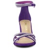 Allegra K Women's Rhinestones Crisscross Strap Strappy Chunky Heel Sandals - 3 of 4