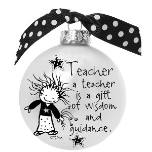 Northlight Matte Finish "Teacher" Print Christmas Ball Ornament - 2.75" (70mm) - White and Black - 1 of 4