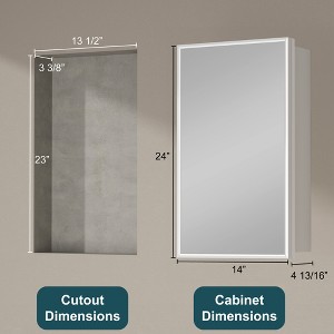 Elise Recessed or Surface-Mount Bathroom Medicine Cabinet with Mirror, Adjustable Tempered Glass Shelves & Reversible Door - 1 of 4