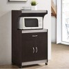 Hodedah Wheeled Kitchen Island Microwave Cart with Pull-Out Drawer and Cabinet Storage, Chocolate Grey - 3 of 4
