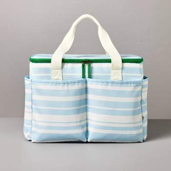 Soft-Sided 36can/26qt Bold Stripes Portable Cooler Cream/Light Blue/Green - Hearth & Hand™ with Magnolia