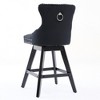 CLIHOME Set of 2 Swivel Velvet Barstools with Button Tufted Decoration and Wooden Legs, Leisure Style Bar Chairs - 3 of 4