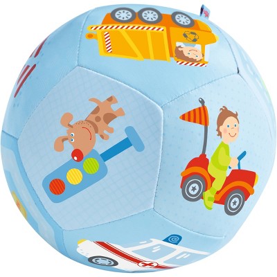 HABA Soft Baby Ball Vehicle Design 5.5" Toys for 6-12 Months, Sensory & Tummy Time Play and Baby Ball for Play Pen
