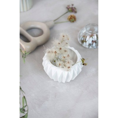 Matte White Faceted Ceramic Bowl Planter