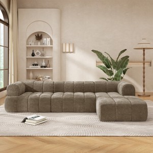 Christopher Knight Home Keri 122" Modern L-Shaped High-Density Foam Sectional Sofa with Low Backrest - 1 of 4