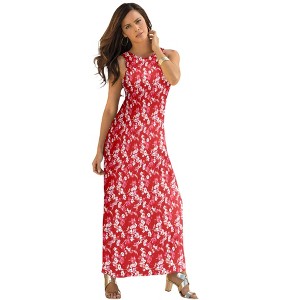 Roaman's Women's Plus Size Petite Ultrasmooth Fabric Sleeveless Maxi Dress - 1 of 4