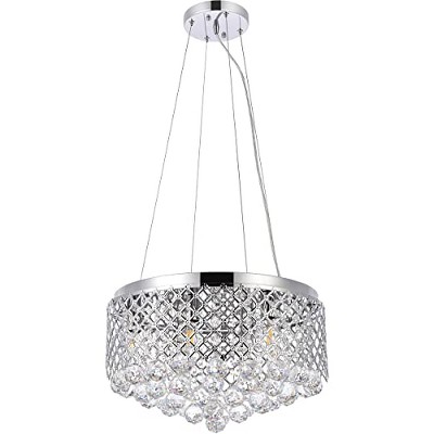 Elegant Chrome Crystal 6-Light Pendant Chandelier