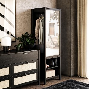 ORRD Wardrobe with Mirror for Bedroom, Tall Storage Cabinet with 3 Shelves & Clothing Rod, Space Saving Design - 1 of 4