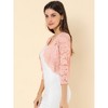 INSPIRE CHIC Women's Elegant 3/4 Sleeve Sheer Floral Lace Open Front Crop Shrug - 2 of 4