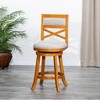 FURNIinspire Counter And Bar Stools Swivel Bar Stool Counter Stool, Vintage Bar Chair With Backrest, Natural Frame, Beige Fabric Seat, 24"*24"*45" - 2 of 4